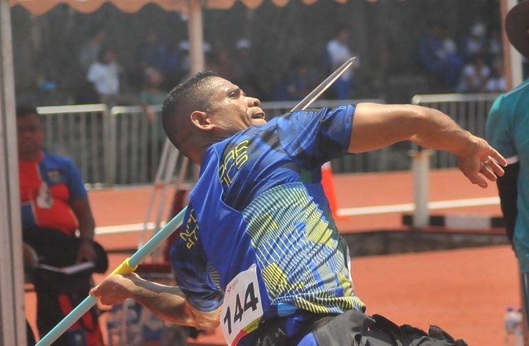 MARSELINUS WOLLA Golla, atlet nasional asal Jabar periah medali emas terakhir Para Atletik Peparnas XVII/2024, Sabtu (12/10/2024). (Foto: Arief K/G-sports.id).