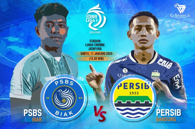 PSBS BIAK VS PERSIB digelar lebih awal Waktu Indonesia Barat (WIB). (Grafis: Imenk Karmawan/G-SPORTS.ID)