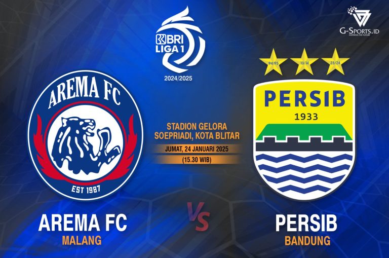 AREMA FC vs Persib, dipastikan jadi pertarungan paling sengit di pekan ke-20 BRI Liga 1 2024/2025. Jumat (24/1/2025). (Grafis/Imenk Karmawan/G-SPORTS.ID)