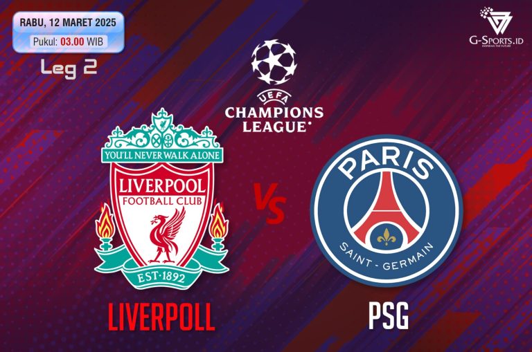 Laga Liverpool vs Paris Saint-Germain di Liga Champions 2024/2025 akan digelar pada Rabu (12/3/2025) pukul 03.00 WIB. (Grafis: Menk Karmawan/G-Sports.id).