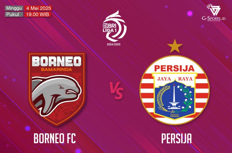 Laga Borneo FC vs Persija di Liga 1 2024/2025 akan digelar pada Minggu (4/5/2025) pukul 19.00 WIB. (Grafis: Menk Karmawan/G-Sports.id).