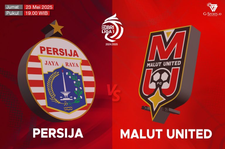 Laga Persija vs Malut United di Liga 1 2024/2025 akan digelar pada Jumat (23/5/2025) pukul 19.00 WIB. (Grafis: Menk Karmawan/G-Sports.id).