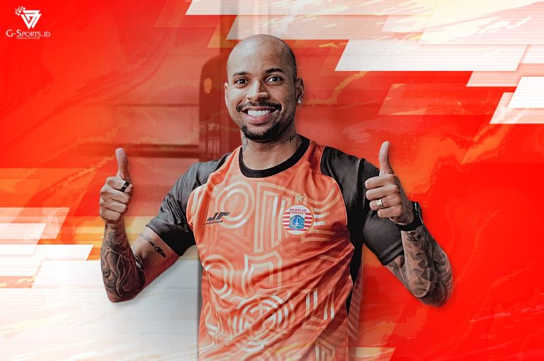 Mesin gol Persija Jakarta asal Brasil, Gustavo Almeida, siap berburu gol di Super League 2025/2026. (Foto: Twitter Persija/Grafis: Menk Karmawan/G-Sports.id).