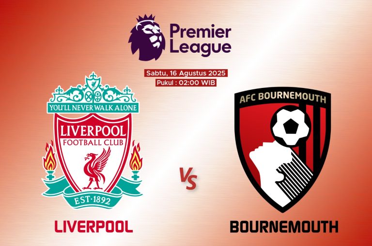 Laga Liverpool vs Bournemouth di Liga Inggris 2025/2026 akan digelar pada malam ini waktu setempat atau Sabtu (16/8/2025) pukul 02.00 WIB. (Grafis: Menk Karmawan/G-Sports.id).