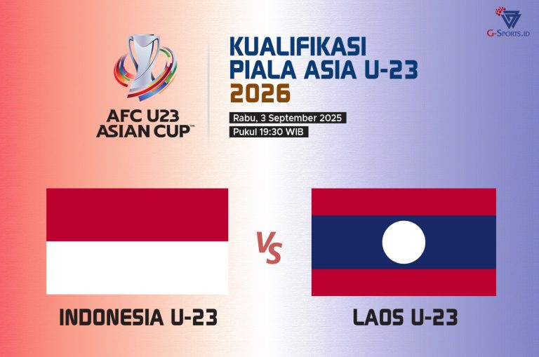 Timnas U-23 vs Laos di kualifikasi Piala Asia U-23 2026 akan digelar pada Rabu (3/9/2025) malam WIB. (Grafis: Menk Karmawan/G-Sports.id).