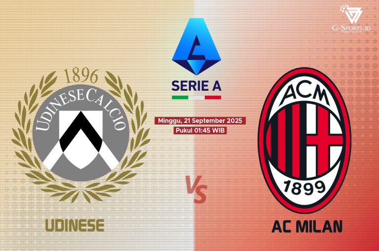 UDINESE Vs AC Milan, Sabtu dinihari (21/9/2025). (Grafis: Menk/G-SPORTS.ID)