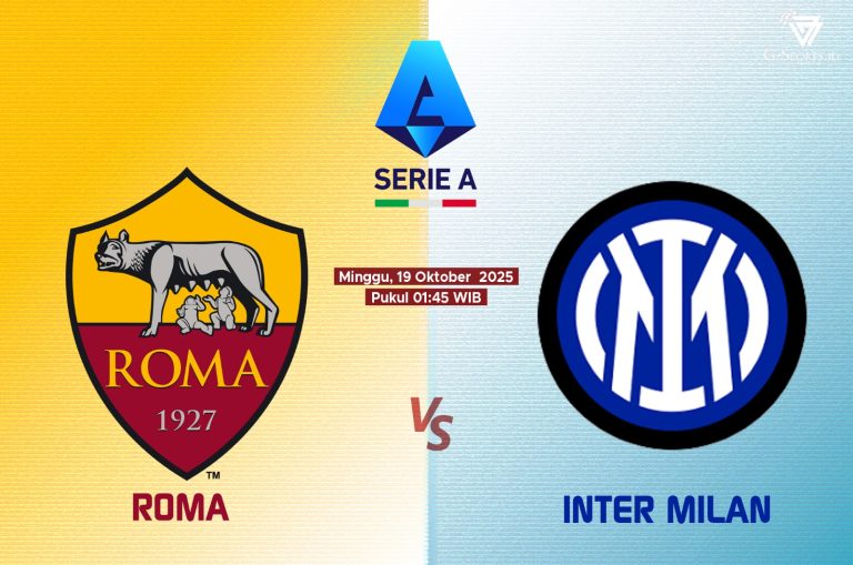Laga AS Roma vs Inter Milan di Liga Italia 2025/2026, Minggu (19/10/2025) pukul 01.45 WIB. (Grafis: Menk Karmawan/G-Sports.id).