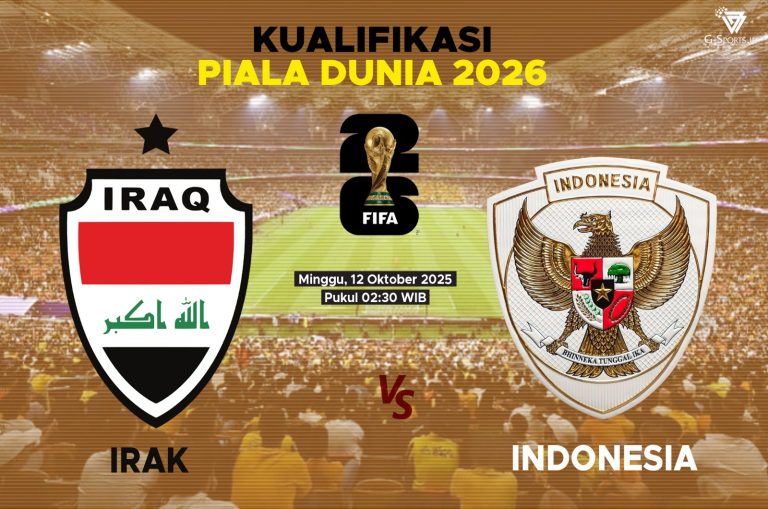 Laga Irak vs Indonesia di putaran keempat kualifikasi Piala Dunia 2026. (Grafis: Menk Karmawan/G-Sports.id),