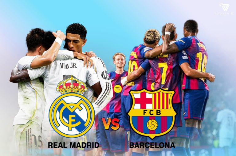 Real Madrid vs Barcelona di El Clasico akan digelar pada Minggu (26/10/2025) pukul 22.15 WIB. (Grafis: Menk Karmawan/G-Sports.id).