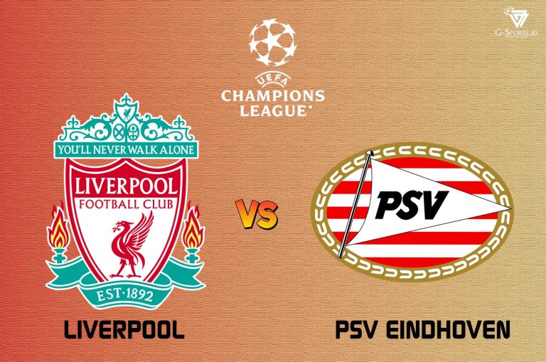 Liverpool vs PSV Eindhoven di Liga Champions 2025/2026 digelar pada Kamis (27/11/2025) pukul 03.00 WIB. (Grafis: Menk Karmawan/G-Sports.id).