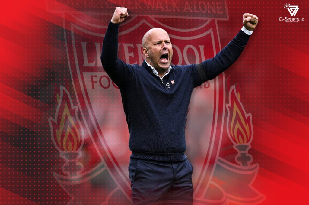 Pelatih Liverpool, Arne Slot. (Foto: Twitter Liverpool FC/Grafis: Menk Karmawan/G-Sports.id)