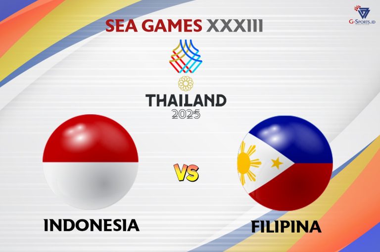 Laga Indonesia vs Filipina di SEA Games 2025 akan digelar pada Senin (8/12/2025) pukul 18.00 WIB. (Grafis: Menk Karmawan/G-Sports.id).