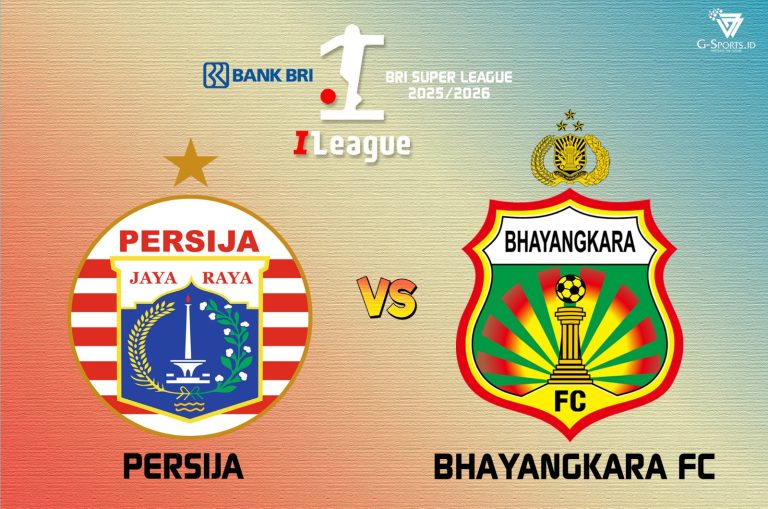 Persija vs Bhayangkara FC di Super League 2025/2026. (Grafis: Menk Karmawan/G-Sports.id).