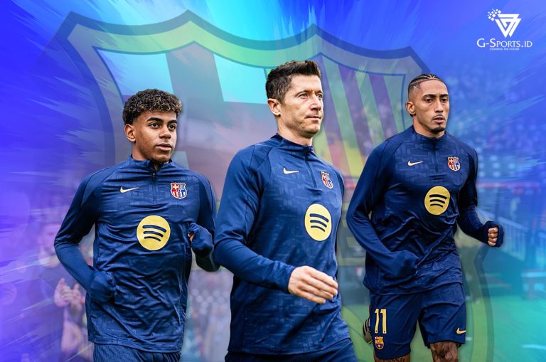 Kembalinya Raphinha (kanan) membuat kekuatan Barcelona kini semakin lengkap. (Foto: Twitter Barcelona FC/Grafis: Menk Karmawan/G-Sports.id