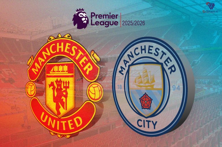 Derbi Manchester antara Man United vs Man City menampilkan sejumlah fakta menarik, Sabtu (17/1/2026) pukul 19.30 WIB. (Grafis: Menk Karmawan/G-Sports.id)