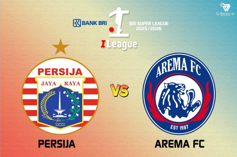 Laga Persija vs Arema di Super League akan digelar pada Minggu (8/2/2026) pukjul 19.00 WIB. (Grafis: Menk Karmawan/G-Sports.id).