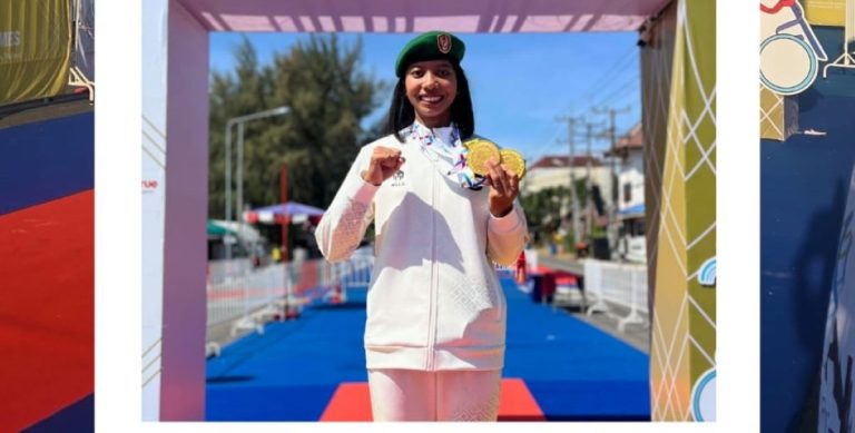 ATLET Triathlon asal Jabar, Zahra Bulan Aprilia Putri bangga dengan dua medali emas yang diraihkan di SEA Games Thailand 2025. (Foto: Ist)